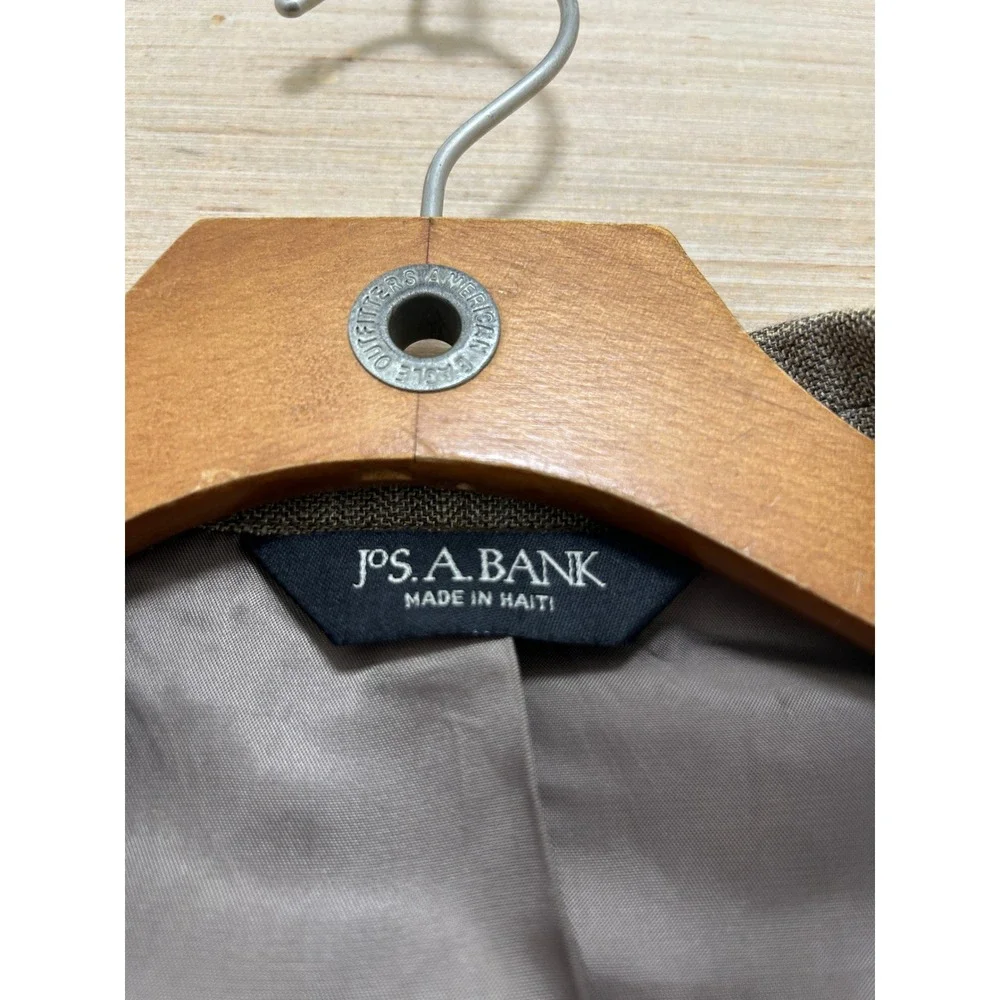 Jos A Bank Mens Tan Brown Windowpane Plaid Sport Coat‎ Blazer Jacket Size 44R